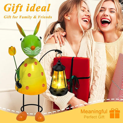 Solar Garden Lights Rabbit Statue with Solar Lantern Lights,13.38 inch Garden Lawn Decoration,Birthday Gifts for Women Grandma,Gardening Gifts Decorative Stakes for Yard,Patio,Porch, Christmas