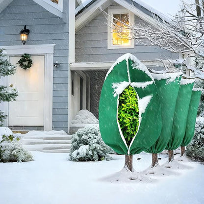 5Pcs Plant Frost Protection Covers 31.5x47.2 Inches – Reusable Breathable Freeze Blankets with Drawstring, Waterproof Non-Woven Fabric Frost Cloth for Winter Plant, Shrub, Tree, and Garden Protection