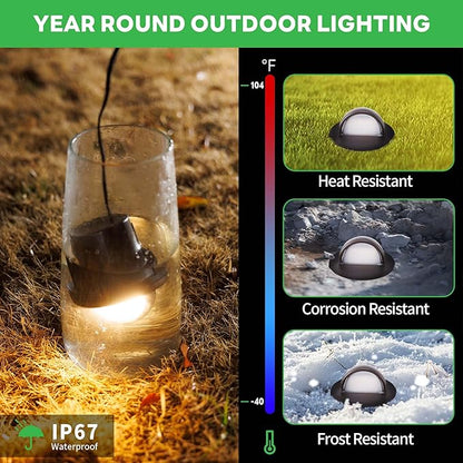 Landscape Well Light, Warm-White 5 Colors Selectable LED Low Voltage In Ground Lights, IP67 Waterproof 12V Outdoor, Single Side 6W 420LM Aluminum ORB for Pathway Lawn 6 Pack