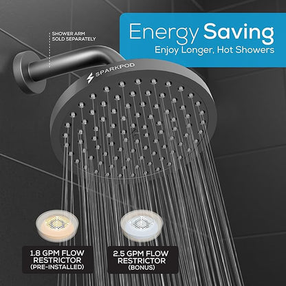 SparkPod Shower Head - High Pressure Rain - Premium Quality Luxury Design - 1-Min Install - Easy Clean Adjustable Replacement for Your Bathroom Shower Heads (Vintage Oil Rubbed Bronze, 8 Inch Square)