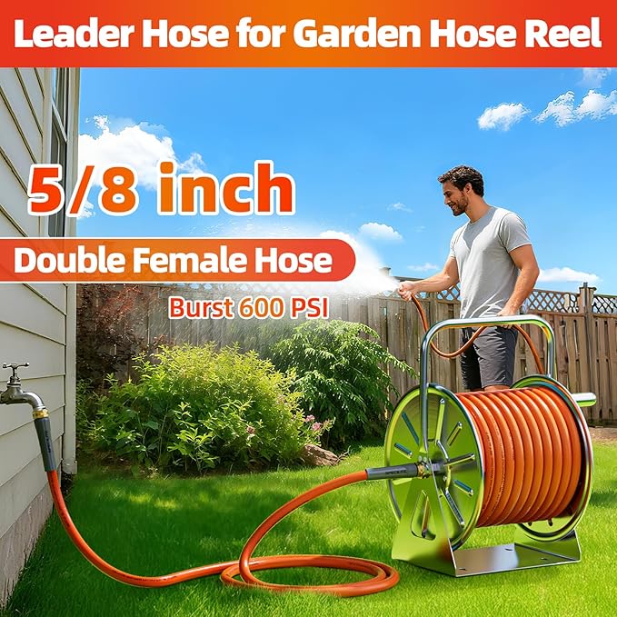 SPECILITE Garden Water Hose 5 ft x 5/8 in with Female to Female Connector, Small Leader Hose for Hose Reel, Heavy Duty, Flexible & Lightweight, Water Pipe, Outdoor Water Hose Extension Adapter