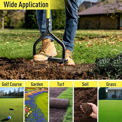Jardineer Lawn Aerator Coring Tool, Manual Hollow Tine Aerator with 5-Inch Deep Hollow Tines and Triangular Handle for Stability, Grass Aerators for Soil Aeration, Lawn & Garden Care