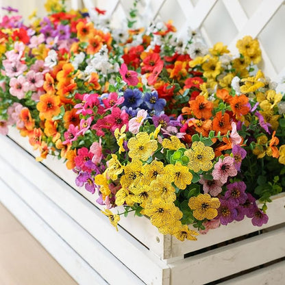 mizii Artificial Flowers for Outdoors 20 Bundles Realistic Faux Silk Flower UV Resistant Fake Plants Outside Decorations for Patio Garden Balcony Yard Porch Summer Indoor Home Decor (Yellow)