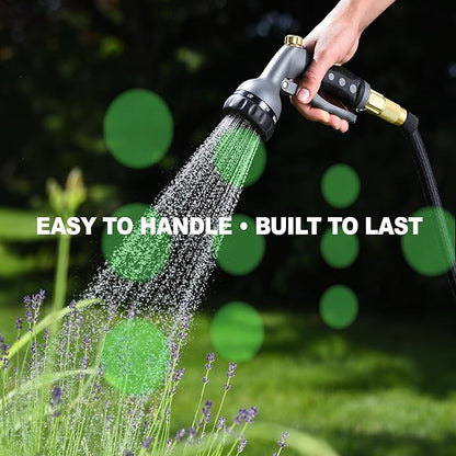 Ultra-Flow Garden Hose 75 FT, No-Kink and Leak-Proof Heavy-Duty Flexible Water Hose 75FT with Reinforced TPE Core, 3/4" Solid Brass Fittings, Non-Expandable Manguera Para Jardin, Built to Last
