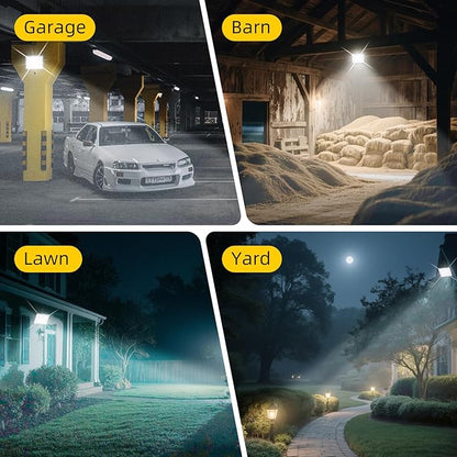 LED Flood Light 150W Equivalent – 120W Plug-in Security Light with US Cord, 6500K Daylight, IP65 Waterproof, Flicker-Free Wide Beam for Garage, Yard, Driveway, Exterior Walls