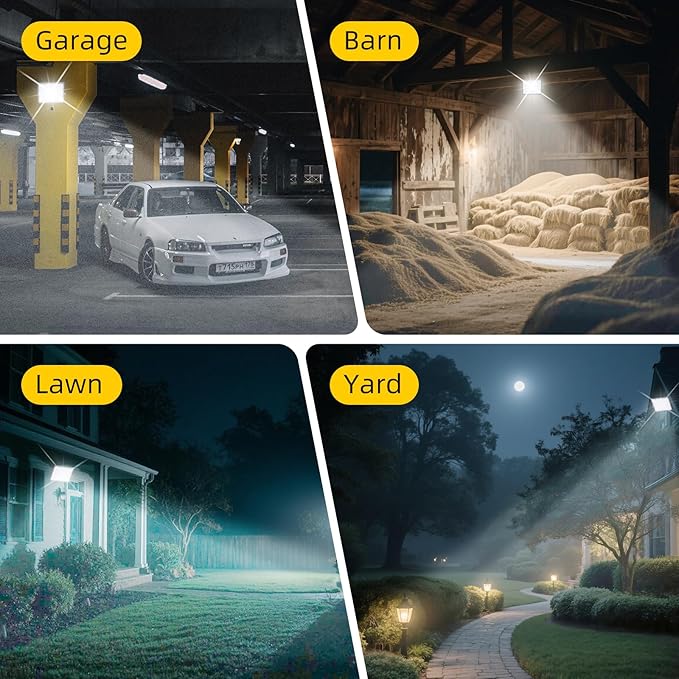 WeDo LED Flood Light 200W Equivalent – 150W Plug-in Outdoor Spotlight, 6500K Bright Daylight, IP65 Waterproof Security Light for Driveway, Building, Warehouse, Front Yard