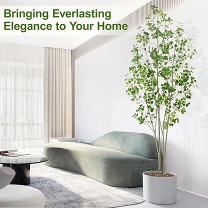 8ft Artificial Ficus Tree with Heart-Shaped Leaves - Lush & Full Branches, 95" Tall Luxurious Faux Heart-Leaf Ficus Tree, Perfect for Modern Home & Office Decor, Natural Look