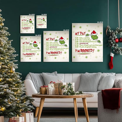 Funny Christmas Canvas Wall Art Decor - “My Day I'm Booked” Humorous Holiday Decor - 24x30 inch Unique Humorous Christmas Decoration for Living Room or Office - Premium Quality Canvas Print