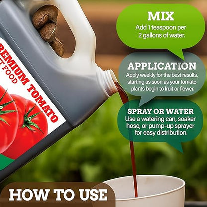 PlantVantage Premium Tomato Plant Food-Concentrated Fertilizer with Humic Acid & Zinc Nitrogen-Supports Strong Roots,Enhances Blooms & Yields-Easy Application for Root Feeding or Foliar Spray (32 OZ)