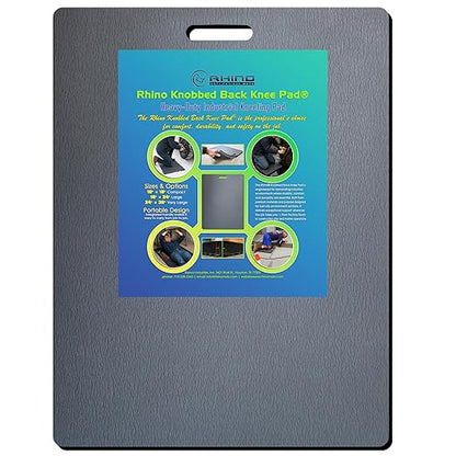 Rhino Knee Pad, Knobbed Back Heavy-Duty Industrial Kneeling Pad, Non-Slip, Waterproof, Oil-Resistant Comfort Mat for Wet and Slippery Work, Stadium Seat, Bleacher Seat (Black, 24" X 36" X 1")