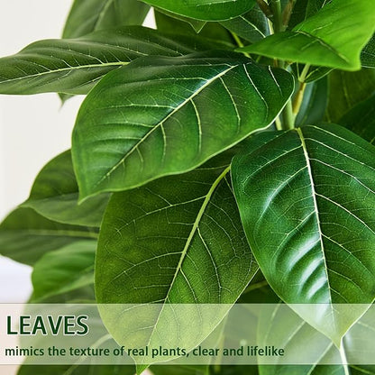 Ficus Tree Artificial Plants Indoor, 6FT Tall Fake Trees in White Pot, Large Potted Silk Floor Plant Artificial Trees, Green Lifelike Faux Ficus Tree for Home Room Office Porch Decor-Green