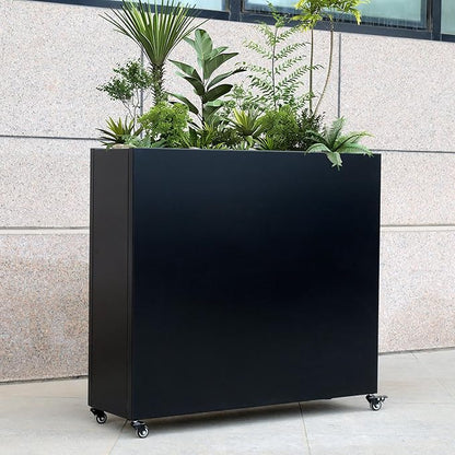 Modern Metal Planter Box with Lockable Wheels (40” x 36” x 12”) – Sleek Indoor/Outdoor Divider for Plants & Flowers – Durable Powder-Coated Steel – Minimalist Design (2)
