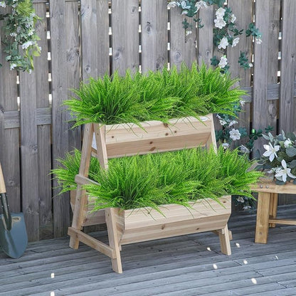 12 Bundles Artificial Plants Boston Fern Wheat Grass Shrubs Outdoor Faux Plants Faux Fern Stems UV Resistant Artificial Outdoor Plants Greenery for Home Gardens Patio Yards Decor