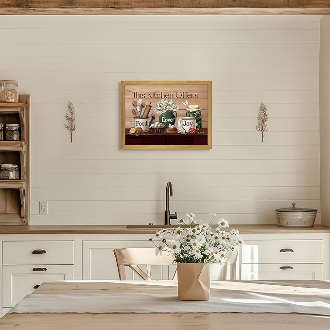 Vintage Kitchen Pictures Wall Decor, Country Kitchen Food Still Life Wall Art, Dining Room Decor Oil Painting, Canvas Prints Picture For Dining Room Kitchen Home Decor 8x10 Inch Wood Framed