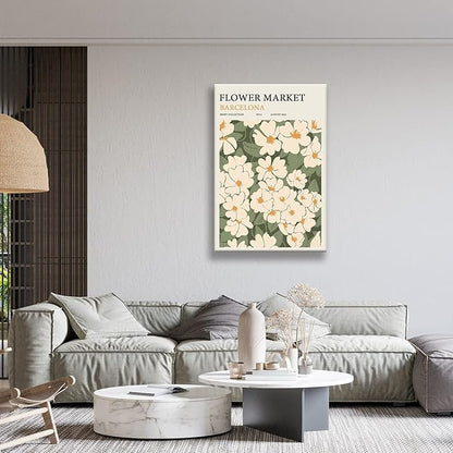 Zzuyi Flower Market poster Decor Green And White Fresh Art poster Canvas poster for Living Room, Bed Room, Office Home Decoration Gift- 20X30 In Unframed