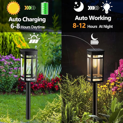 EXCMARK 8 Pack Solar Lights Outdoor Waterproof for Garden Pathway Walkway Driveway Yard Lawn Decorative Landscape Lighting. (Warm White Light, 8)