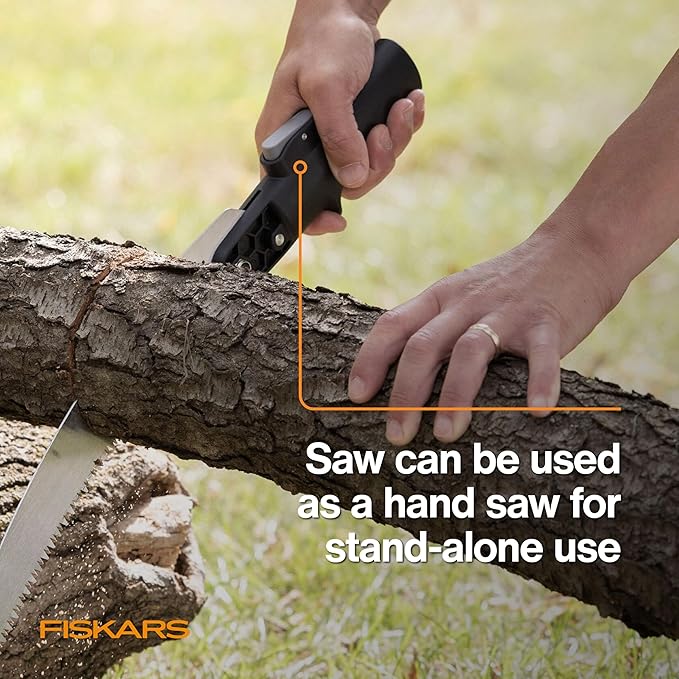 Fiskars XtendControl 14' Extendable Tree Pruner, Adjustable Pole Saw Branch Trimmer with 15" X2 Hook Bill Saw, 3-6' & 4-8' Extension Poles, and Secure Locking System for Precision Cutting