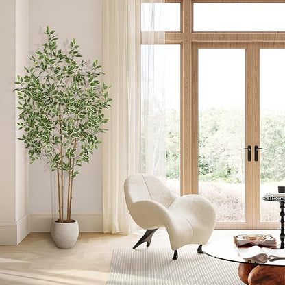 Ficus Tree Artificial 7ft - Artificial Ficus Trees Indoor with Natural Trunk and Lifelike Leaves - Faux Ficus Tree for Home Office Corner Indoor Decor