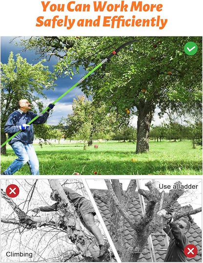 Manual Pole Saw for Effortless High Branch Cutting - 30ft Extendable Tree Pruner with Sharp Steel Blade | Lightweight & Durable Pole Saws for Tree Trimming & Branch Cutter for Yard Maintenance