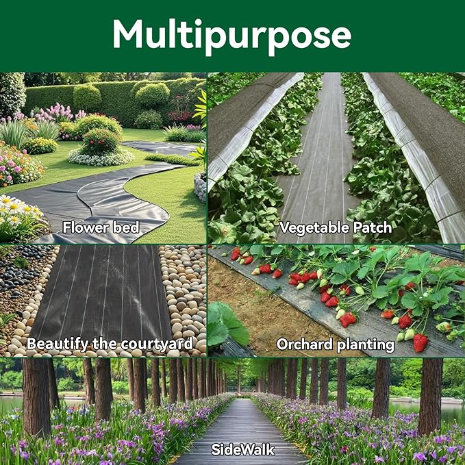 3 x 200FT Garden Landscape Fabric Weed Barrier Fabric Heavy Duty, Weed Blocker Fabric, Geotextile Fabric Under Gravel, Pathways, Driveway Fabric, Yard Landscaping Fabric Membrane(2 Pack 3x100FT)