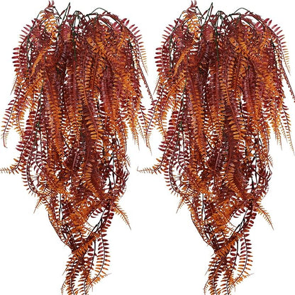 2-Pack Fake Hanging Plants, Faux Hanging Plant Artificial Greenery for Living Room Bedroom Boho Wall Shelf Indoor Outdoor Decor (Red Coreopsis)