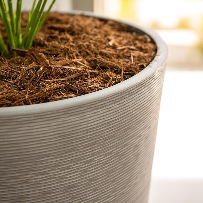 XBrand Modern 28-Inch Tall Round Planter, Modern Tapered Planter Perfect for Indoor & Outdoor Planter, Patio Décor, Set of 2, Gray