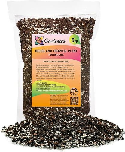 Gardenera Premium House Plant and Tropical Plant Potting Soil - Re-Potting Soil for All Types of Indoor House Plants - 5 Quart