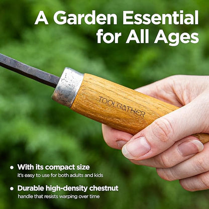 Point Homi Hand Hoe - Traditional Handmade Korean Garden Tool with Chestnut and Acacia Wood Handle for Weeding Digging & Planting