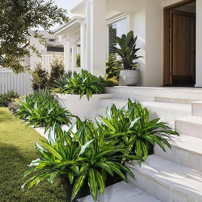 4 Pcs Artificial Greenery Stems Dracaena Faux Branches Artificial Plants Realistic Fake Dracaena Greenery Realistic Plants for Indoor Outdoor Porch Patio Home Office Living Room Decor (Light Green)