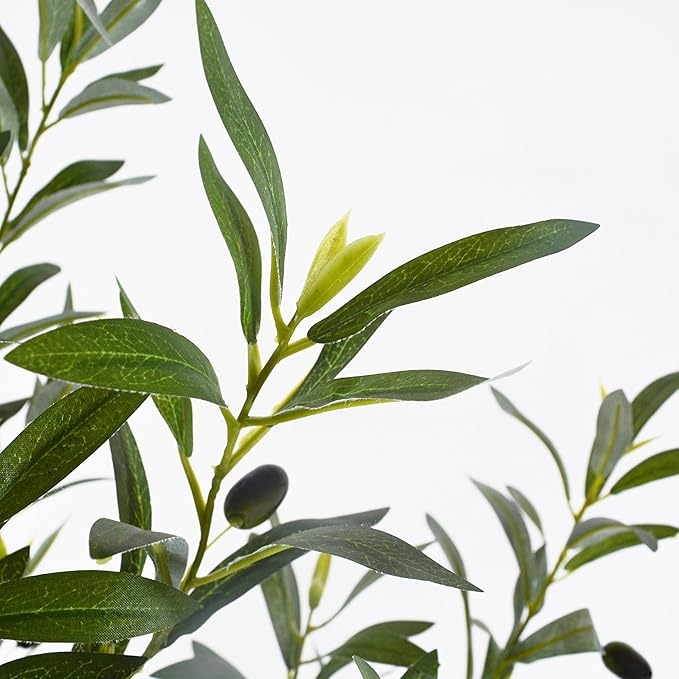 Artificial Olive Tree, 6ft Tall Fake Olive Leaves Plant with Basket, Indoor Outdoor Faux Olive Topiary Silk Tree for Home Livingroom Office Décor