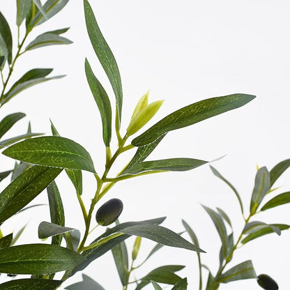 Artificial Olive Tree, 4ft Tall Fake Olive Leaves Plant with Basket, Indoor Outdoor Faux Olive Topiary Silk Tree for Home Livingroom Office Décor