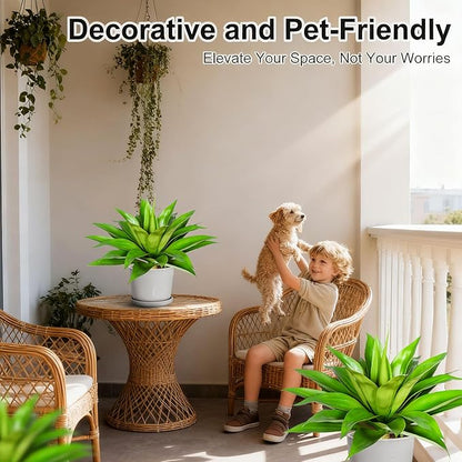 Artificial Agave Plant 25.6'' Fake Agave Plant Artificial Plants Outdoor Uv Resistant Artificial Fake Plants Suitable for Indoor Home Decor Outdoor Courtyard Balcony Terrace Decor 1Pcs (Green)