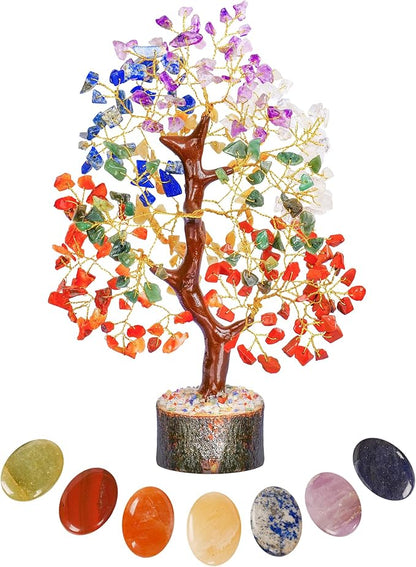 FASHIONZAADI Crystal Tree, Friendship Gifts for Women, 7 Chakra Tree of Life, Womens Birthday Gifts, Home Decor, Feng Shui Housewarming Spiritual Decor Gemstones and Crystals,