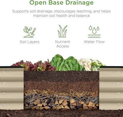 Best Choice Products 8x2x1ft Outdoor Metal Raised Garden Bed, Oval Deep Root Planter Box for Vegetables, Flowers, Herbs, and Succulents w/ 108 Gallon Capacity - Beige