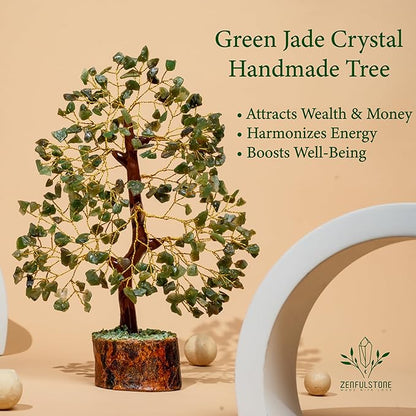 Green Jade Crystal Tree of Life for Luck & Prosperity Decor for Home and Office | Handmade Bonsai for Wealth & Balance and Good Fortune | Perfect Well-Being Gift for Loved Ones