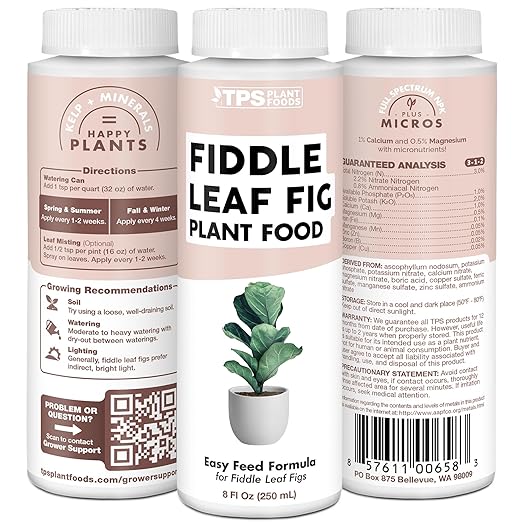Fiddle Leaf Fig Plant Food for All Fig and Other Ficus Trees, Liquid Houseplant Fertilizer 8 oz (250mL)