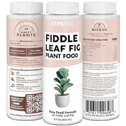 Fiddle Leaf Fig Plant Food for All Fig and Other Ficus Trees, Liquid Houseplant Fertilizer 8 oz (250mL)