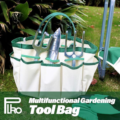 PLKO Multifunctional Garden Kneeler and seat Heavy Duty,Foldable Garden Bench for Kneeling and Sitting with Soft EVA Kneeling Pad and Large Tool Bag for Gardening Lovers