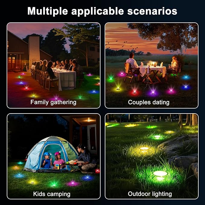 RGB Outdoor Ground Lights, 100Ft Color Changing Pathway Lights with Remote & App Control, Waterproof Walkway Lighting, Wired for Garden Yard Lawn Patio Best for Holiday Party