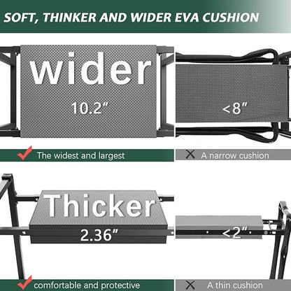 FLINTER Garden Kneeler and Seat, 10.2" Wider Heavy Duty Thick Gardening Bench for Kneeling and Seat - Multifunctional Kneeler Bench, Gardening Gifts for Women, Seniors Grandparents, Black