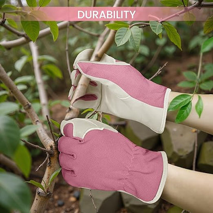 Gardening Gloves, Garden Gloves for Women and Men, Thorn Proof Working Gloves, Durable Leather Work Garden Gloves for Yard & Outdoor Work, Purple, M