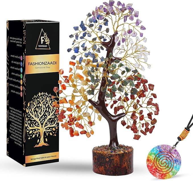 FASHIONZAADI 7 Chakra Crystal Tree Life Feng Shui Tree Sister's Birthday Office Gift Energy Crystals Spiritual Gifts
