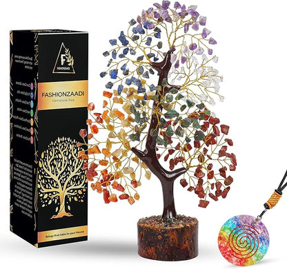 FASHIONZAADI 7 Chakra Crystal Tree Life Feng Shui Tree Sister's Birthday Office Gift Energy Crystals Spiritual Gifts