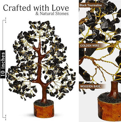YATSKIA Black Tourmaline Crystal Tree, Gemstone Tree Home Office Decor, Spiritual Decor, Crystal Gifts