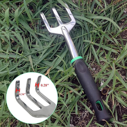 Garden Tools Set, 5 Piece Aluminum Hand Tool Kit with Ergonomic Handle, Heavy Duty Gardening Tools Include Hand Trowel, Transplant Trowel, Hand Rake, Weeder and Shears (Green)