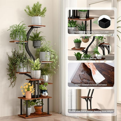 Plant Stand Indoor with Grow Lights, 9 Tiered Metal Plant Shelf, Plant Stand for Indoor, Large Plant Rack Display Shelves