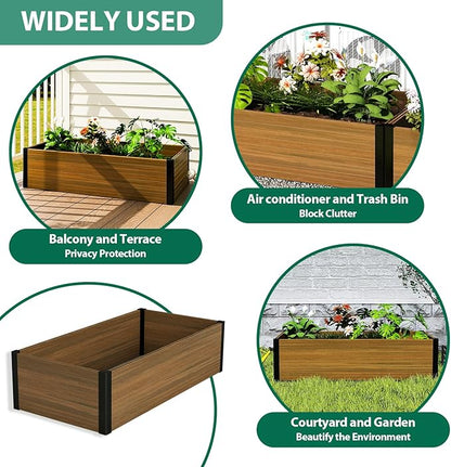 Modern Raised Garden Planter Bed - Durable, Weather-Resistant & Stylish Outdoor Flower Box for Gifts, Gardens, Patios, and Birthdays - Outdoor Decor, and Raised Beds - 47.6" x 23.7" x 12.2" (Brown)