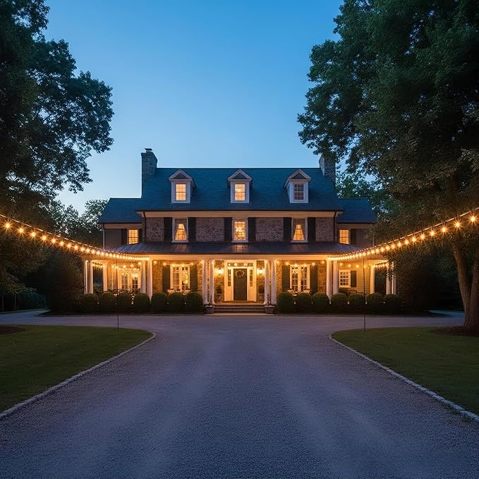 RTTY 200FT Outdoor String Lights Expandable System with 100 G40 Bulbs (2x100FT) - for Sprawling Properties, Large Commercial Patios, or Dual-Zone Backyard & Event Lighting