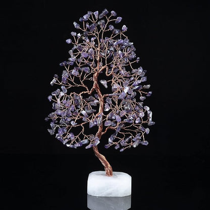 Amethyst Crystal Tree Gemstone Tree of Life Quartz Base Chakra Bonsai Tree for Room, Desk & Office Decor Spiritual Gift Meditation Birthday Gift for Women Mom her Sister Housewarming Gifts Home