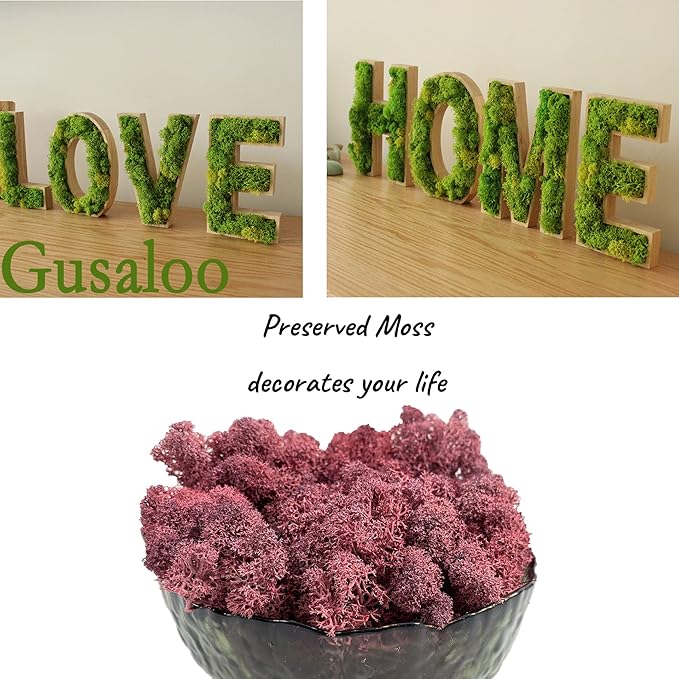 Moss Preserved Artificial Moss - Natural Fresh Green for Craft, Arts, Floral Projects, Wall & Table Decor, Wedding Centerpieces, Garden Terrariums - Dark Pink, 3.5OZ